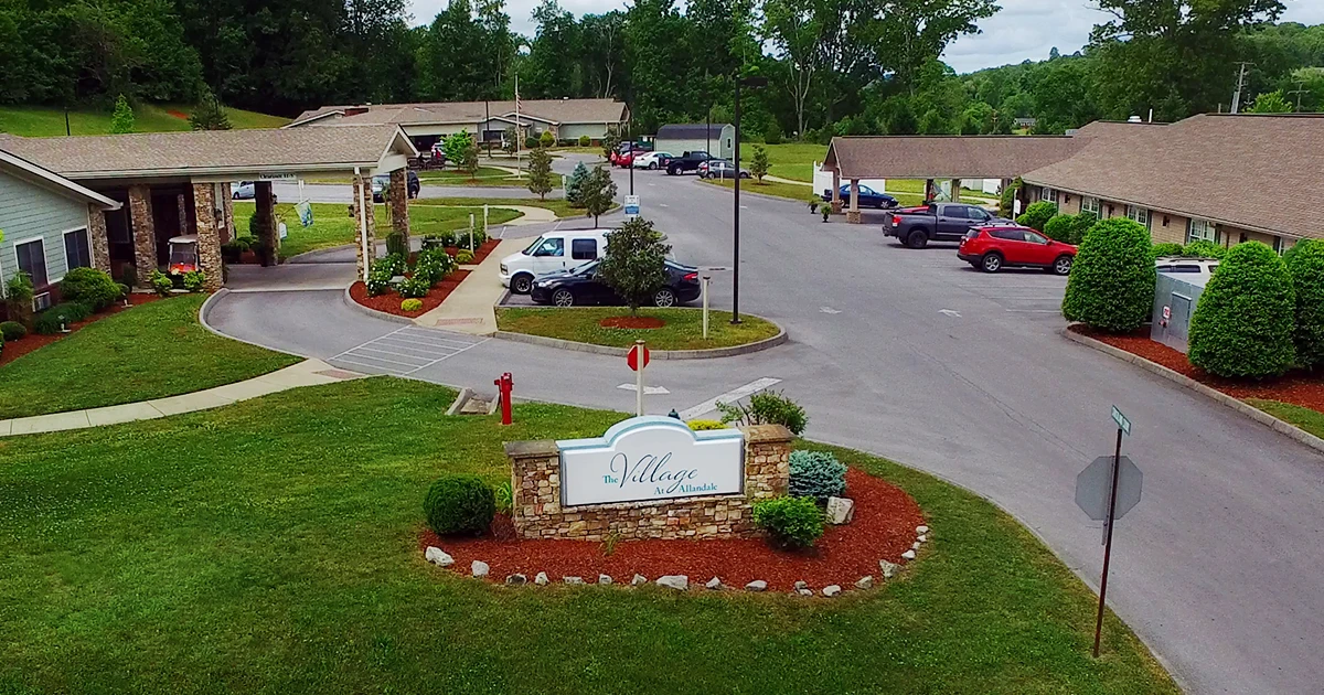 Aerial view of The Village at Allandale campus