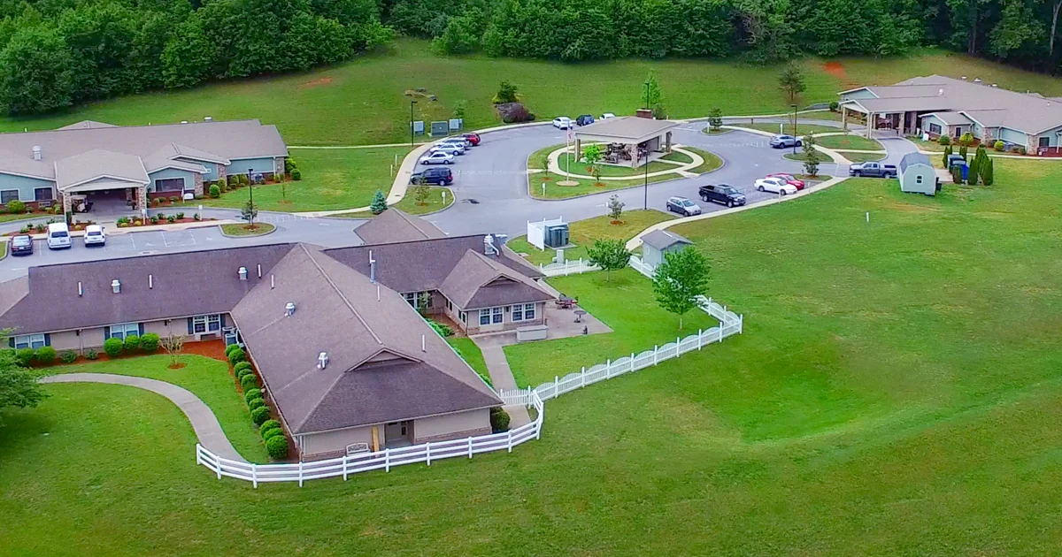 Aerial view of The Village at Allandale campus